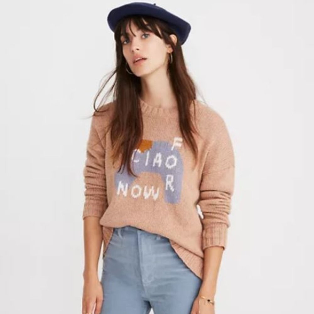 Madewell Ciao For Now Sweater Graphic Knit Small